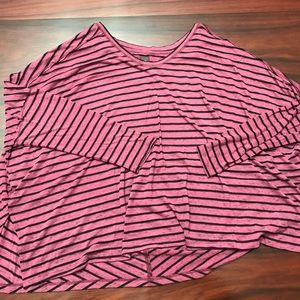 Pinkish Mauve and Black Striped Free People Top